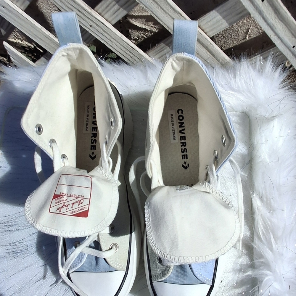 Converse Run Star Hike Hi Two-Tone Blue Gray Denim Shoes Unisex Men 9.5 Women 11 - Picture 12 of 15